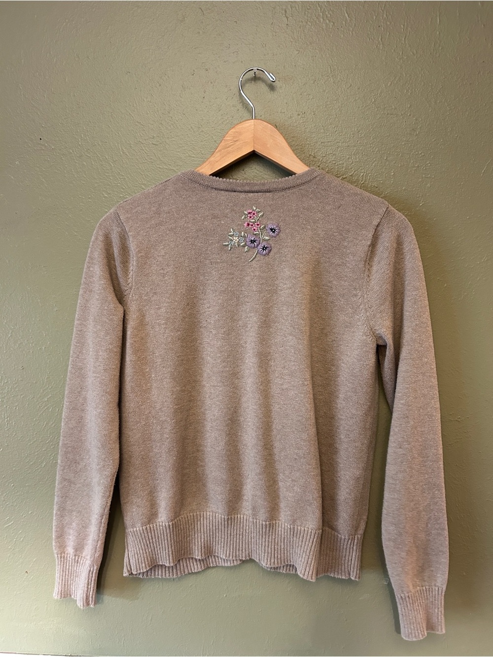 VTG Liz Claiborne Floral Embroidered Grannycore Cottagecore Cardigan Sweater M - Picture 7 of 7